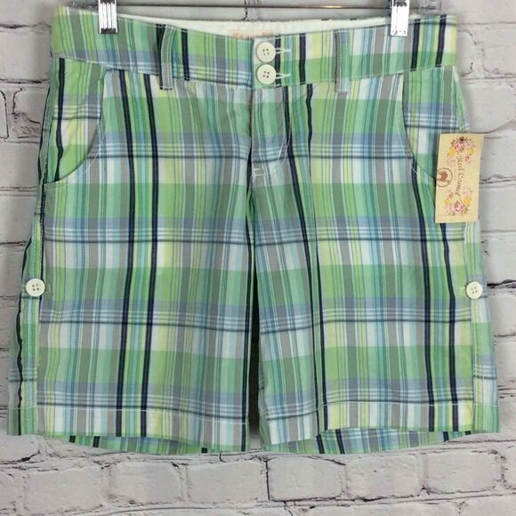 Red Camel Juniors Shorts Size 3 Plaid Multi Color 100% Cotton Tab Cuff Casual - Picture 1 of 12